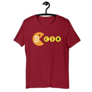 cardinal red Bitcoin Pac-Man T-shirt