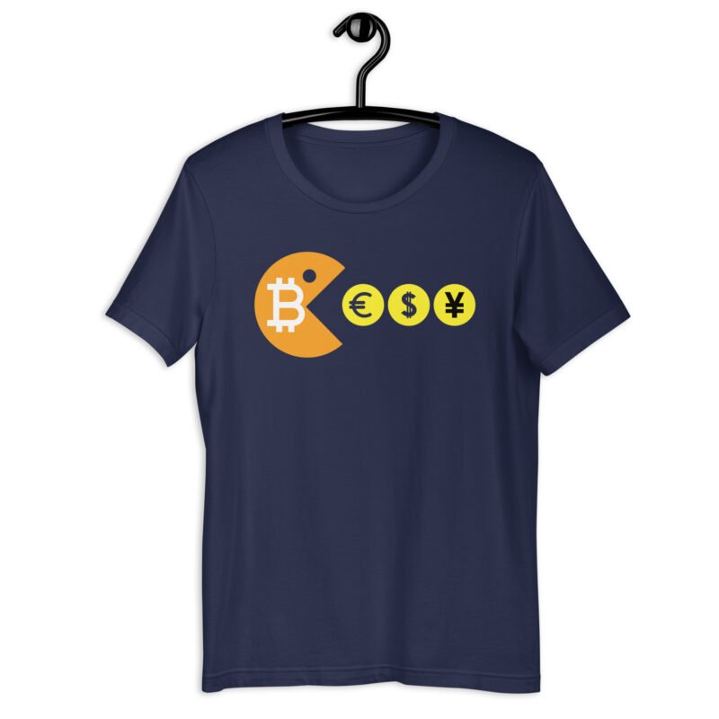 navy Bitcoin Pac-Man T-shirt