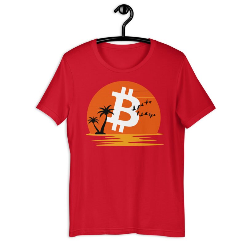 red Bitcoin Tropical Sunset T-shirt