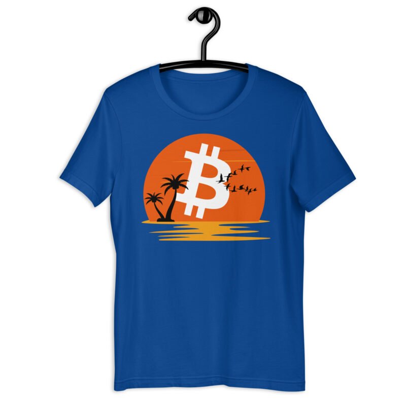 blue royal Bitcoin Tropical Sunset T-shirt