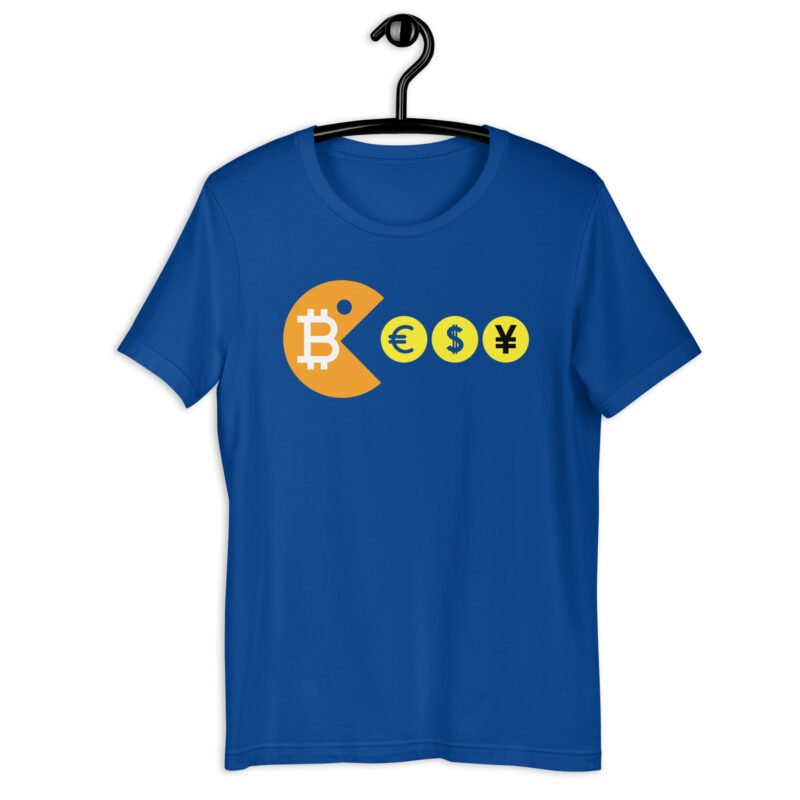 blue royal Bitcoin Pac-Man T-shirt